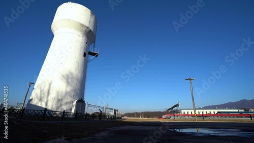 Wonju, South Korea - Dec 2020 : Wonju Station Water Tower. National Registered Cultural Heritage 138. This facility was built to supply water to steam locomotives on Jungang Line. photo