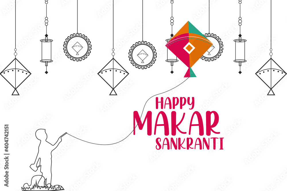 illustration of happy makar sankranti holiday harvest festival of