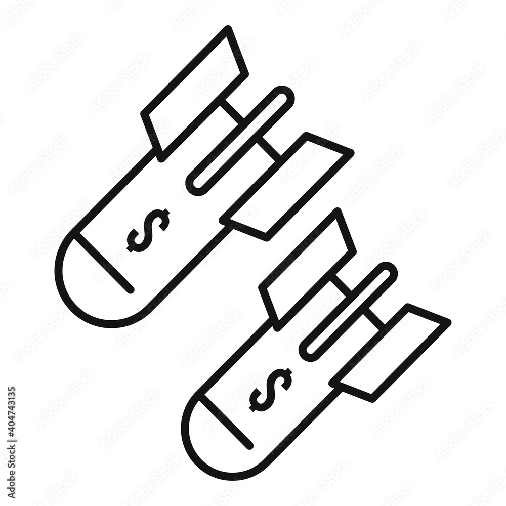 Rockets trade war icon. Outline rockets trade war vector icon for web design isolated on white background Rockets trade war icon. Outline rockets trade war vector icon for web design isolated on white background