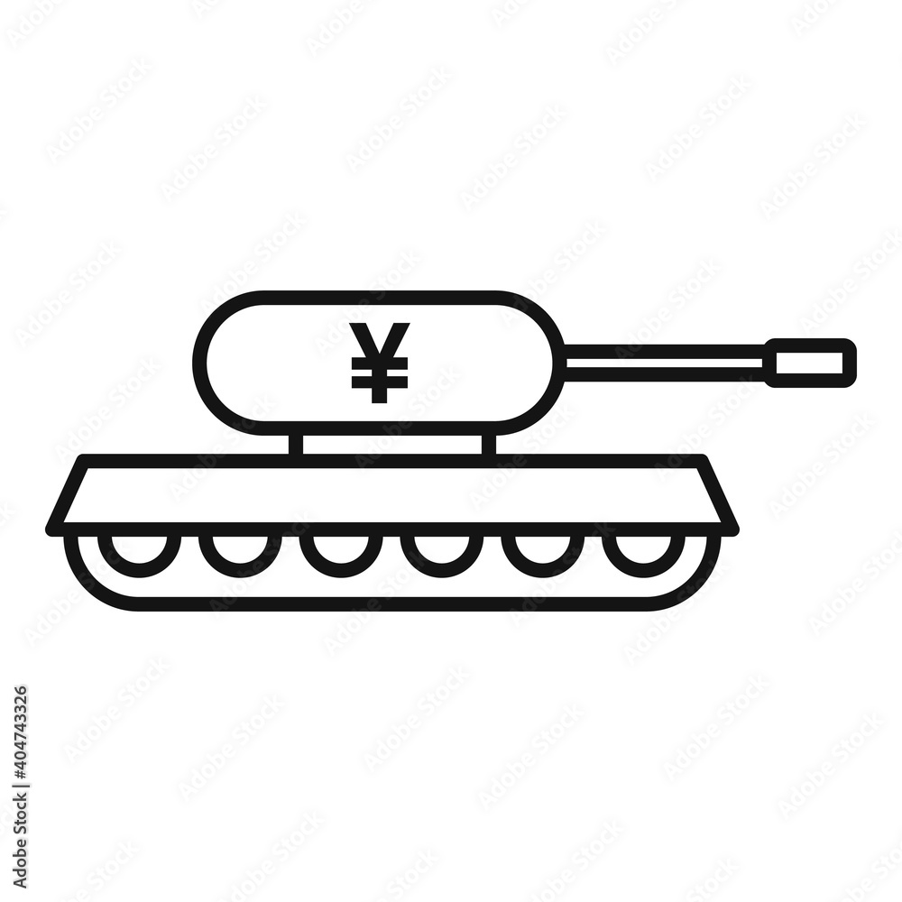 Trade war china tank icon. Outline trade war china tank vector icon for web design isolated on white background Trade war china tank icon. Outline trade war china tank vector icon for web design isolated on white background