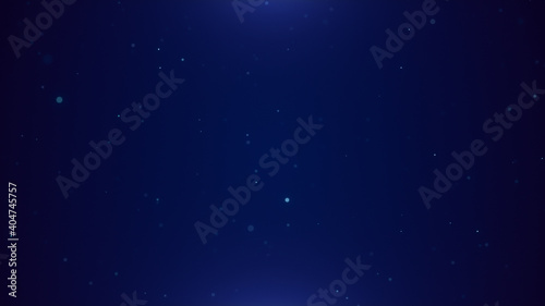 Digital particle technology background, abstract blue neon dust floating in cyberspace