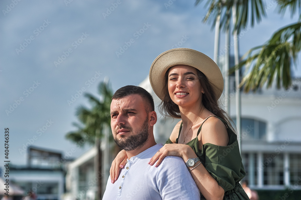 Young couple in love in the city . A man and a woman