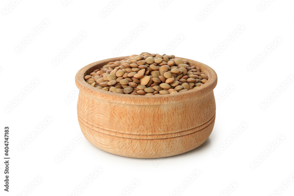 Wooden bowl with legumes isolated on white background Wooden bowl with legumes isolated on white background