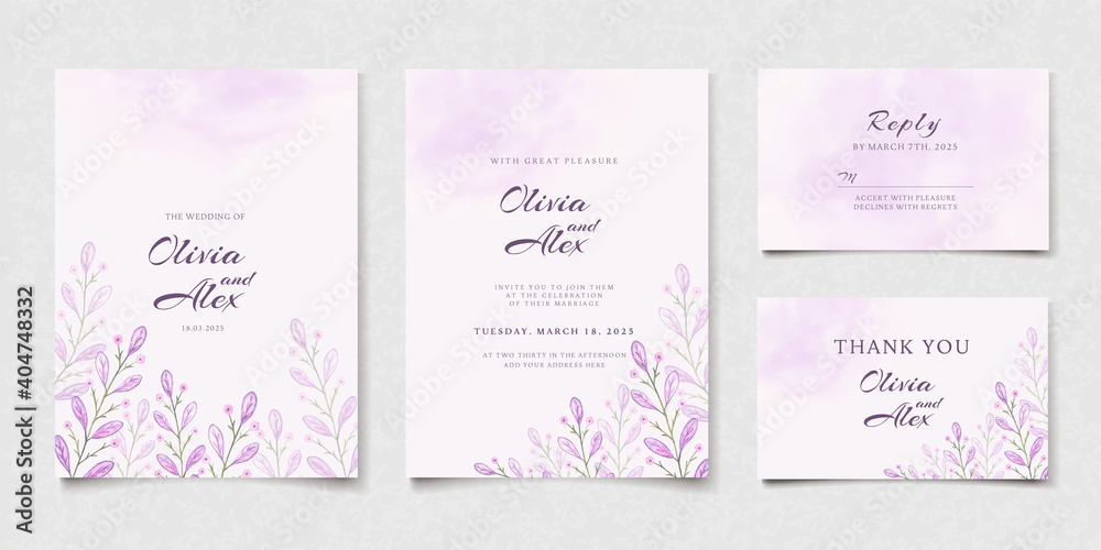 Purple Wedding Invitation Card