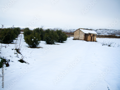 snowy landscape of in zaragoza spain