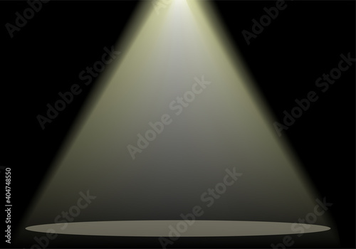 Illustration of a yellow spotlight on stage. Vector illustration.