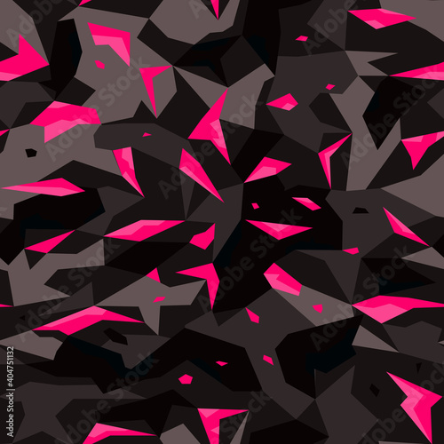Seamless geometric pattern of shapes from dark and gray shapes. Abstract camo urban style. Print on fabric and clothing. Vector illustration