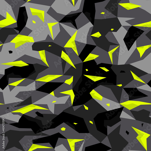 
Camouflage geometric seamless pattern. The texture is military. Modern urban style fabric print.Vector illustration