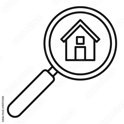 Realtor magnifier icon. Outline realtor magnifier vector icon for web design isolated on white background