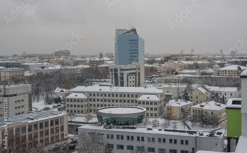 winter roofs in the city of Minsk. Belarus.