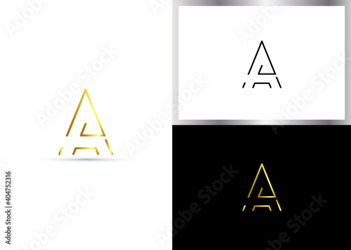 A or AA Letter Logo Template Illustration Design in gold color. Vector EPS.