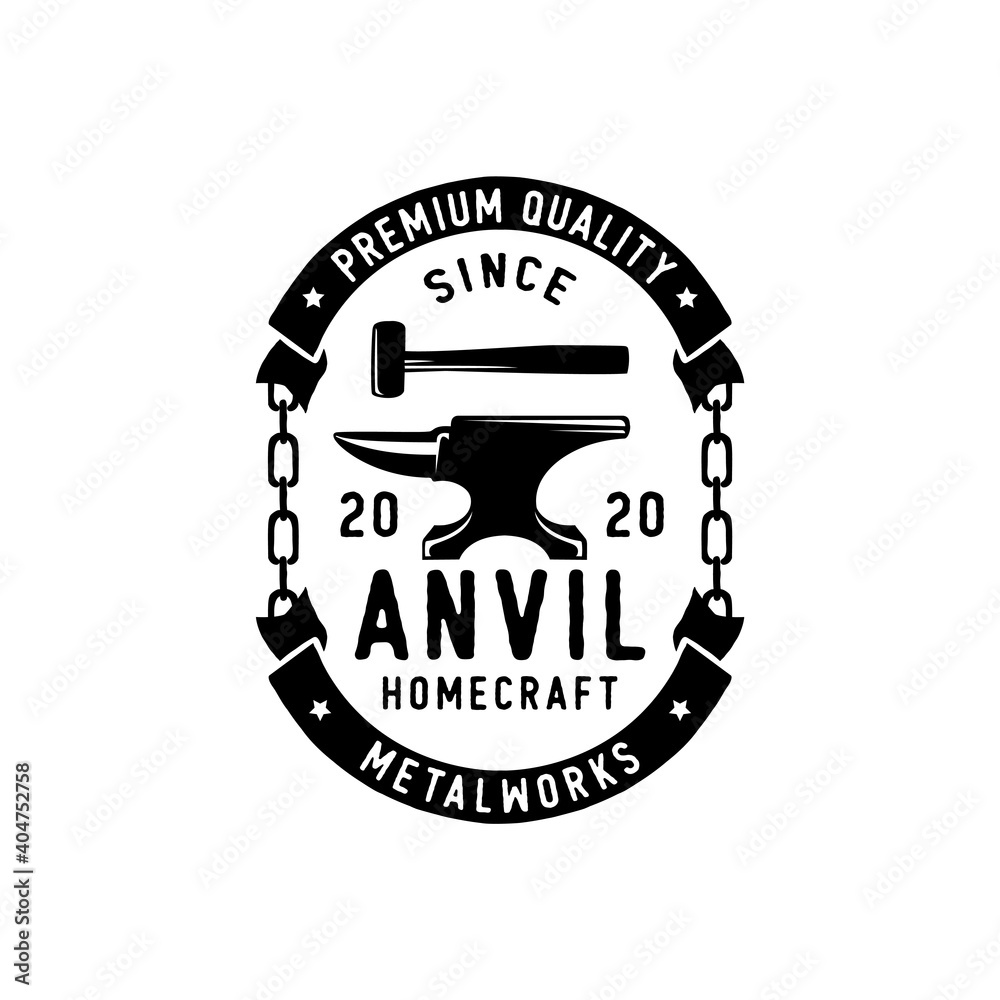 Fotografie Blacksmith iron anvil foundry vintage logo design