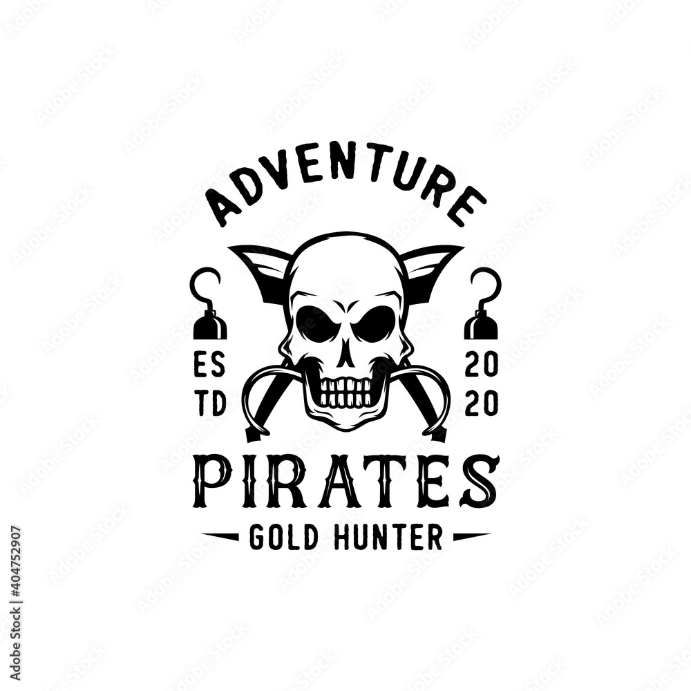 Vintage pirates designed emblem, labels, logo and designed elements