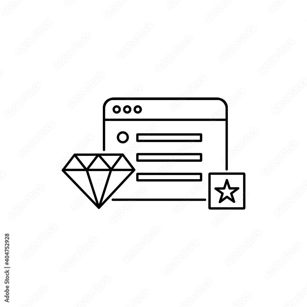 favorite web browser stoke outline icon with star bookmark and diamond symbol vector illustration favorite web browser stoke outline icon with star bookmark and diamond symbol vector illustration