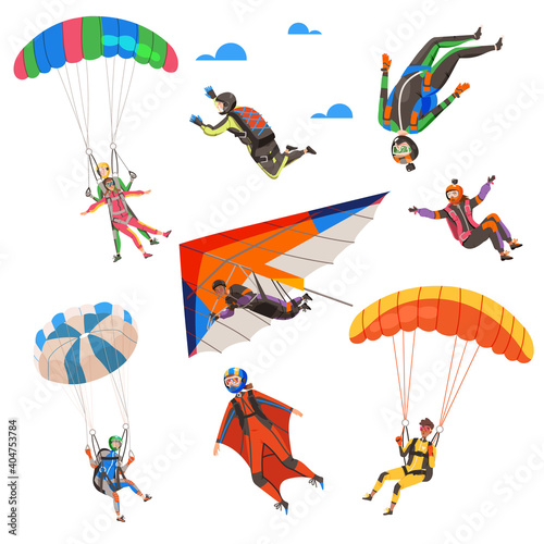 Canvastavla Paratroopers or Parachutist Free-falling and Descenting with Parachutes Vector S