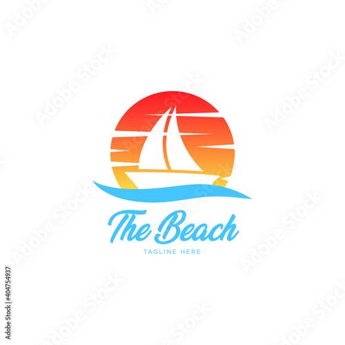 Beach holiday travel logo,