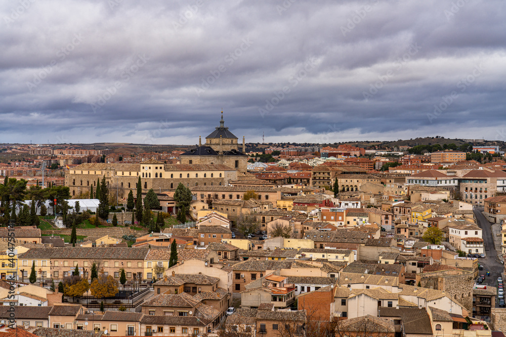 Toledo, Spain. View of the old city from the Royal Palace Alcazar