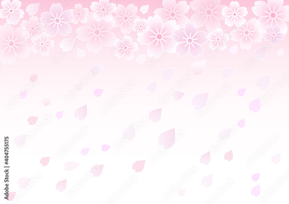 和風カラーのふんわり桜背景イラスト素材