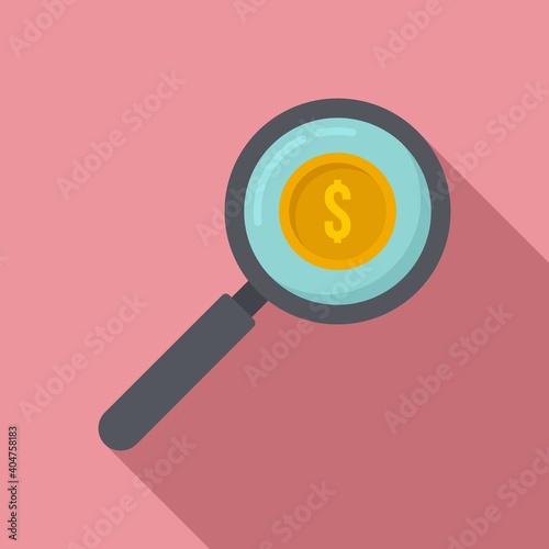 Magnifier money estimator icon. Flat illustration of magnifier money estimator vector icon for web design