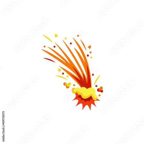 Flame of bomb blast or flying fire, comet flat vector illustration isolated.