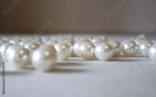 Beautiful large pearls, macro photo, close-up, selected artistic focus