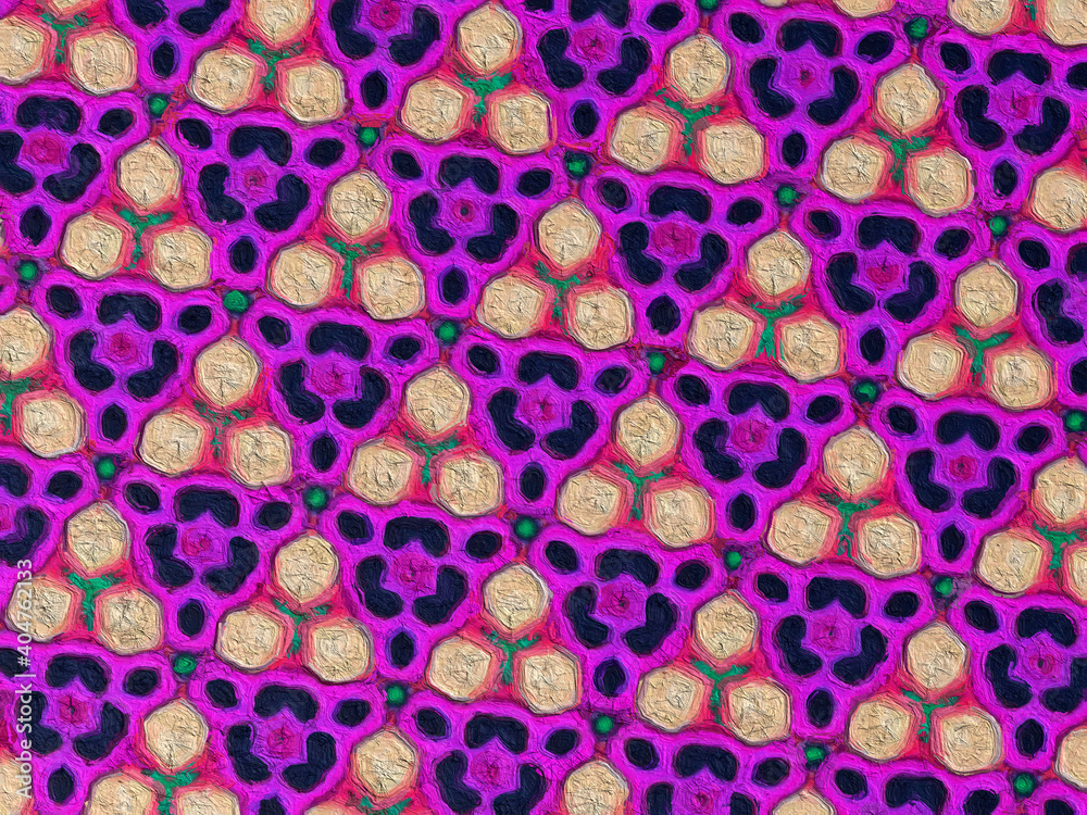 Fototapeta premium psychedelic pattern style vivid color abstract background with rough paper texture illustration
