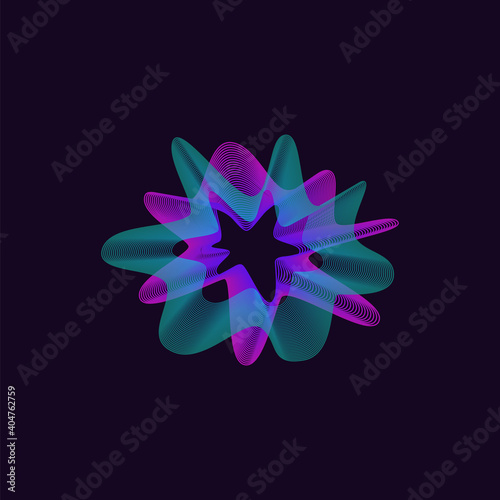 Colored dynamic sound waves and neon lines flat vector illustration isolated.
