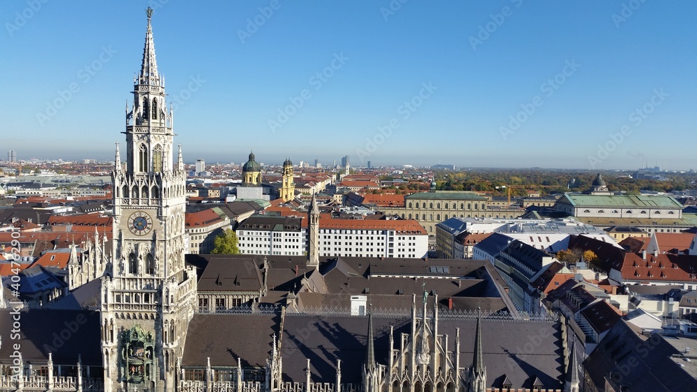 Naklejka premium Aussicht auf München und Rathaus