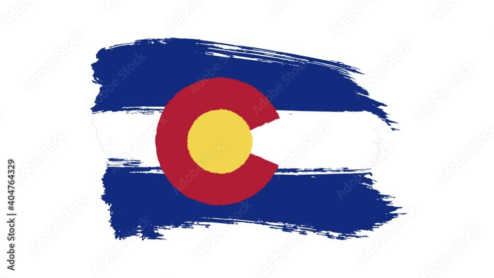 Stroke brush the flag State of Colorado in stop motion effect. USA. Appearance of the flag of  Colorado on a white background.
