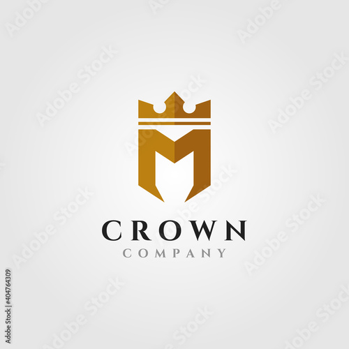 letter m with crown logo initial vector symbol illustration design