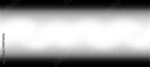 Halftone wave. Seamless pattern. Abstract dotted background. Texture of black dots. Monochrome gradient background. Vector illustration.