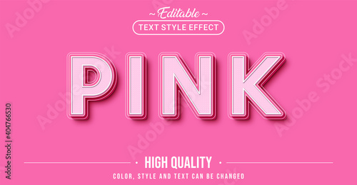 Editable text style effect - Pink text style theme.