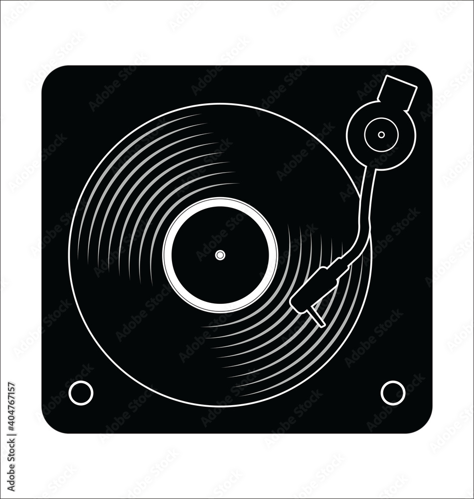 Turntable and vinyl record disc flat simple concept illustration Turntable and vinyl record disc flat simple concept illustration
