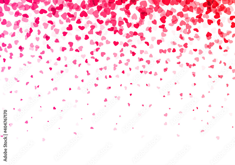 Pink and red hearts confetti pattern background.