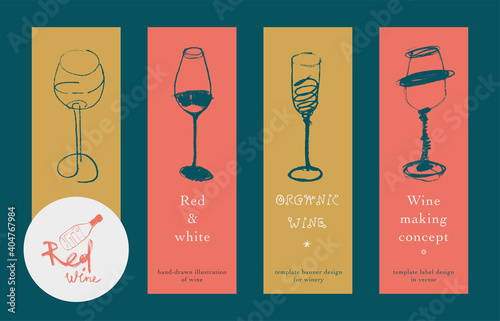 Wineglass silhouette draft. Red wine illustration and white wine vector clip art. Drawings of chalk wine glass. Isolated curve picture of wineglass. Glass of wine - Contour image of alcohol drinks.