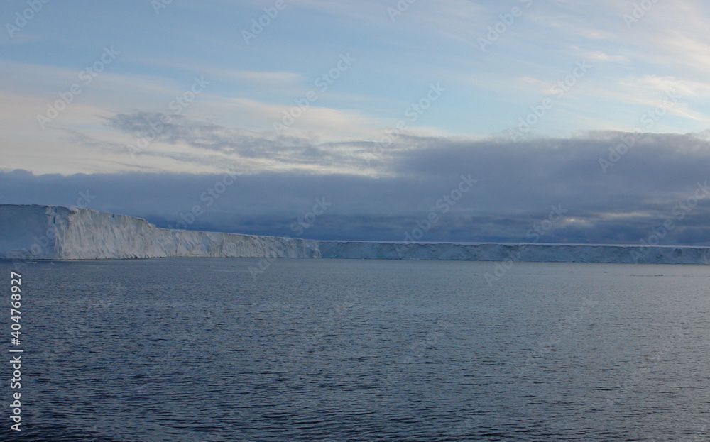 Antarctica ice cold icebergs sea and blue sky