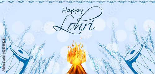easy to edit vector illustration on Happy Lohri festival of Punjab India background