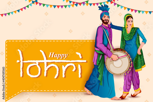 easy to edit vector illustration on Happy Lohri festival of Punjab India background