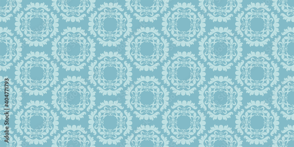 Floral background pattern in blue tones. Seamless wallpaper texture. Vector image