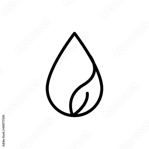Water drop line icon with leaf. Plant symbol. caring for plants. simple design editable. Design template vector