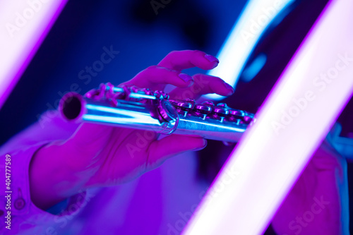 Fotografie, Tablou Flute in female hands