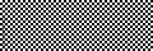 Long checkered geometric background with black and white tile. Chess board. Racing flag pattern, texture. Vector illustration.