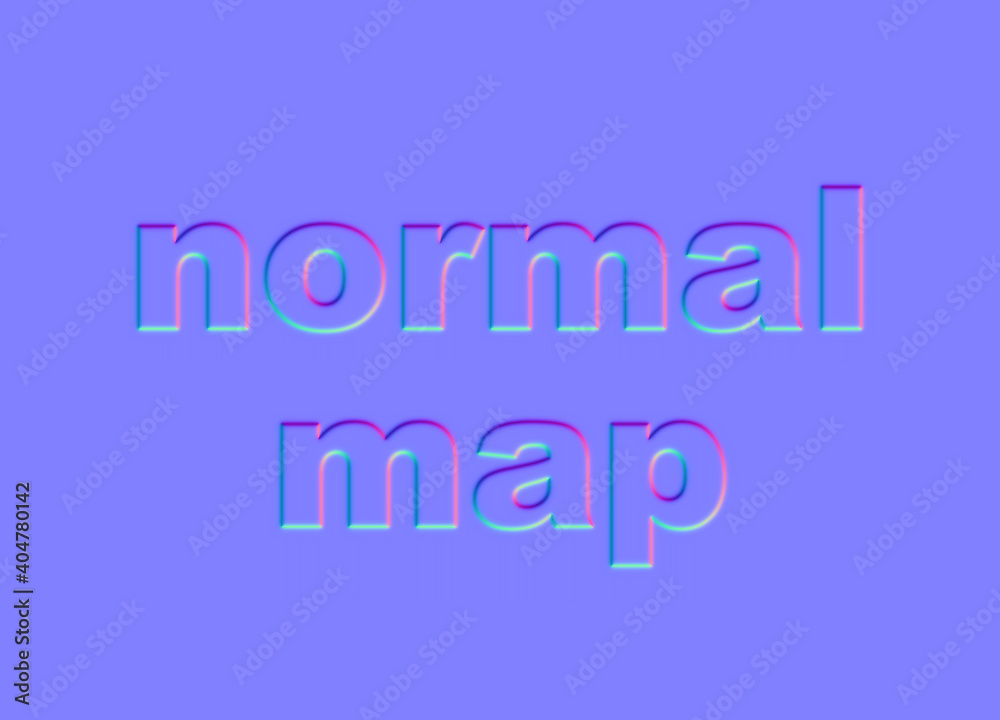 text in the form of a normal map, 3d render
