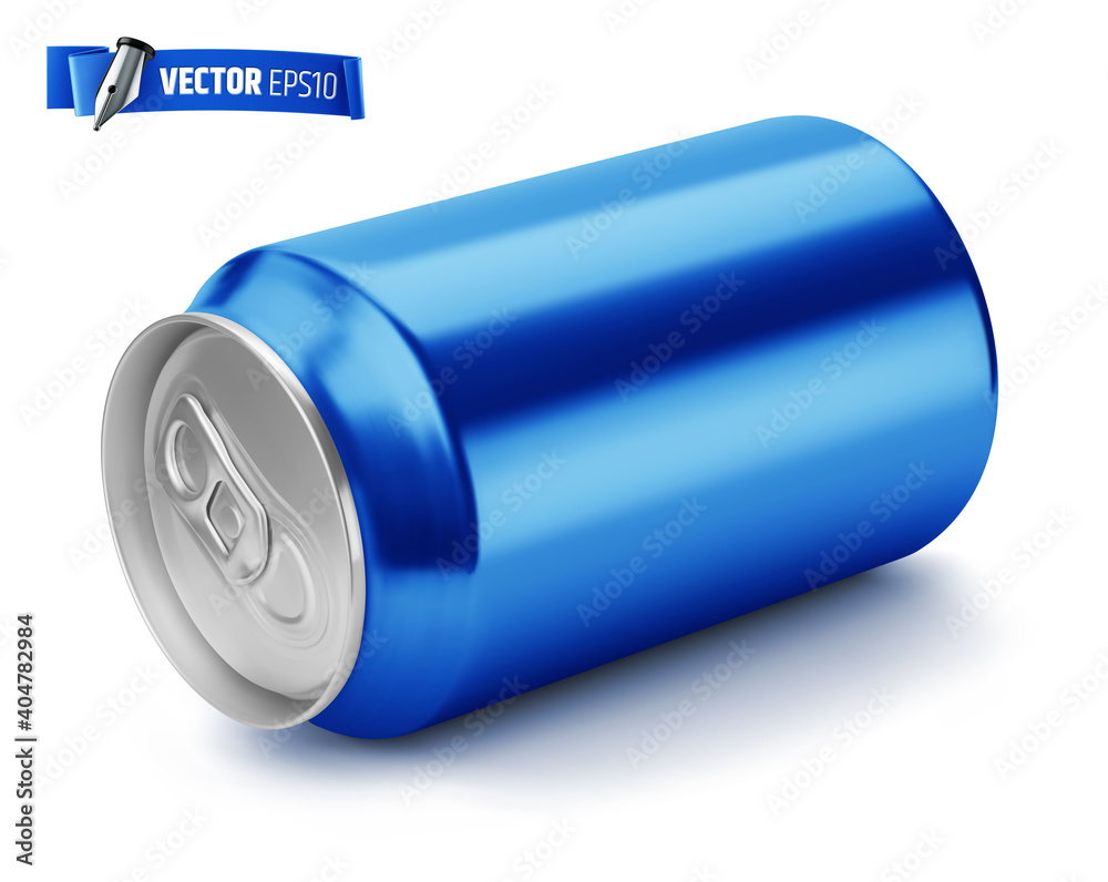 Canette de soda bleue vectorielle sur fond blanc Canette de soda bleue vectorielle sur fond blanc