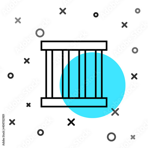Black line Prison window icon isolated on white background. Random dynamic shapes. Vector.