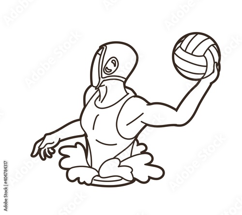 Water polo players action cartoon graphic vector