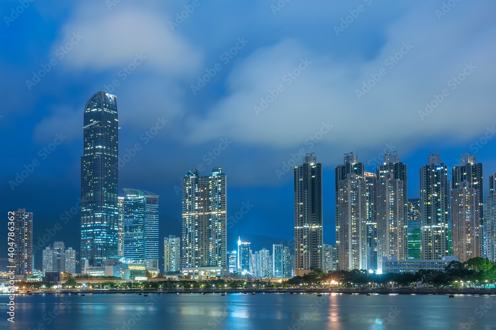 Skyline and harbor of Hong Kong city at night Skyline and harbor of Hong Kong city at night