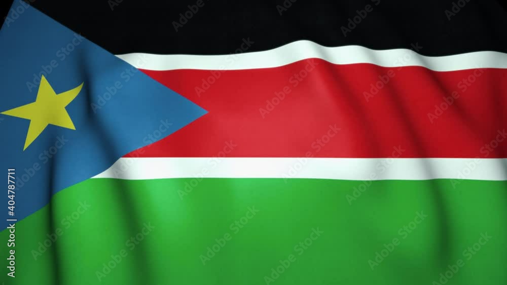 Waving realistic South Sudan flag background. Loop animation Waving realistic South Sudan flag background. Loop animation
