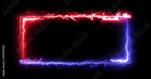 Colorful of blue red rectangle light blaze flashing motion animate abstract effect in black background