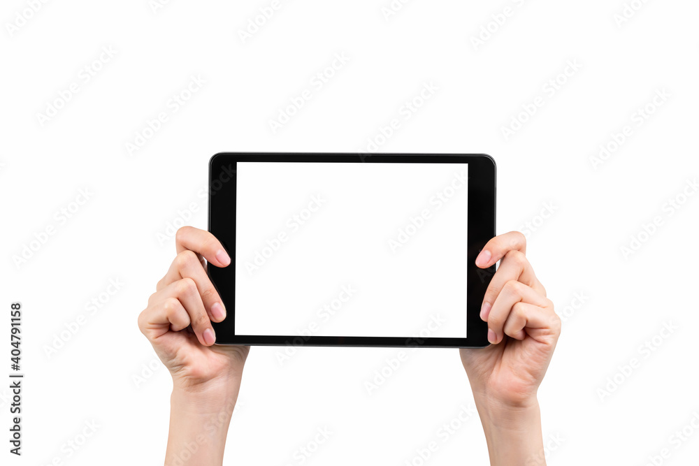 Hand holding digital tablet mockup of blank screen on isolated. Take your screen to put on advertising. Hand holding digital tablet mockup of blank screen on isolated. Take your screen to put on advertising.